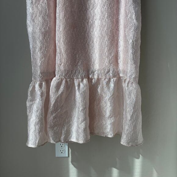 NEW Anthropologie Dress Pink Textured Puff-Sleeve Square Neck Midi Dress Size XL - Picture 4 of 10